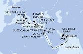 Civitavecchia,Naples,Piraeus,Heraklion,Suez Canal North,Suez Canal South,Safaga,Aqaba,Muscat,Dubai,Abu Dhabi