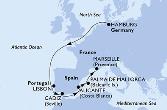 Hamburg,Lisbon,Cadiz,Alicante,Palma de Mallorca,Marseille