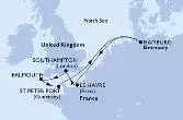 Le Havre,Southampton,Falmouth,St Peter Port,Hamburg,Le Havre