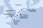 Le Havre,Southampton,Hamburg,Rotterdam,Rotterdam,Le Havre