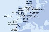 Hamburg,Copenhagen,Oslo,Zeebrugge,Le Havre,Southampton,Vigo,Lisbon