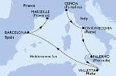 Genoa,Civitavecchia,Palermo,Valletta,Barcelona,Marseille