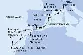 Marseille,Genoa,Barcelona,Casablanca,Santa Cruz de Tenerife,Funchal,Malaga,Marseille