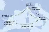 Barcelona,Genoa,La Spezia,Naples,Palma de Mallorca