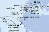Valencia,Tarragona,Toulon,Genoa,Civitavecchia,Palma de Mallorca,Malaga,Funchal,Santa Cruz de Tenerife,Philipsburg,Road Town,San Juan,Miami