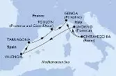 Civitavecchia,Livorno,Valencia,Tarragona,Toulon,Genoa,Civitavecchia