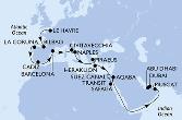 Le Havre,Bilbao,La Coruna,Cadiz,Barcelona,Civitavecchia,Naples,Piraeus,Heraklion,Suez Canal North,Suez Canal South,Safaga,Aqaba,Muscat,Dubai,Abu Dhabi