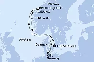 MSC EURIBIA - itinerár  7 nocí odchod z Copenhagen, Denmark dňa 25/08/2024 - Denmark,Norway,Germany
