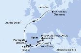 Hamburg,Lisbon,Cadiz,Alicante,Palma de Mallorca