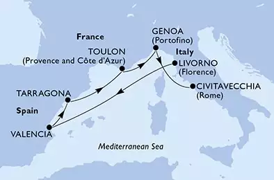 Livorno,Valencia,Tarragona,Toulon,Genoa,Civitavecchia
