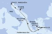 Brindisi,Mykonos,Piraeus,Split,Venice-Marghera