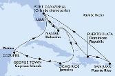Port Canaveral,Nassau,Ocho Rios,George Town,Cozumel,Port Canaveral,Nassau,Puerto Plata,San Juan,Port Canaveral