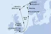 Southampton,Lerwick,Alesund,Hellesylt,Haugesund,Southampton