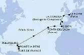 Fort de France,Pointe-a-Pitre,Philipsburg,Ponta Delgada,Lisbon,La Coruna,Le Havre