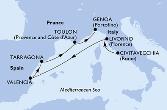 Civitavecchia,Livorno,Valencia,Tarragona,Toulon,Genoa