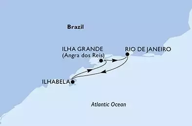 MSC ORCHESTRA  - itinerár  3 nocí odchod z Rio de Janeiro, Brazil dňa 06/12/2024 - Rio de Janeiro,Ilhabela,Ilha Grande,Rio de Janeiro