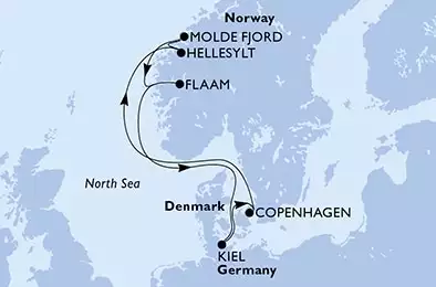 MSC EURIBIA - itinerár  7 nocí odchod z Copenhagen, Denmark dňa 25/05/2025 - Denmark,Norway,Germany