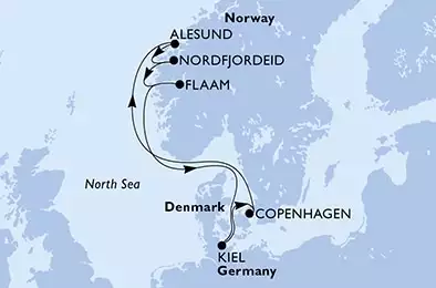 MSC EURIBIA - itinerár  7 nocí odchod z Copenhagen, Denmark dňa 13/07/2025 - Denmark,Norway,Germany