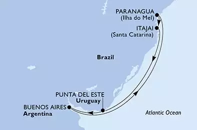 MSC ARMONIA - itinerár  7 nocí odchod z Buenos Aires Argentina dňa 14/01/2025 - Buenos Aires,Paranagua,Itajai,Punta Del Este,Buenos Aires