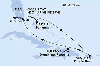 MSC SEASCAPE - itinerár  7 nocí odchod z Miami, United States dňa 13/07/2025 - United States,Bahamas,Puerto Rico,Dominican Republic