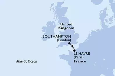 MSC VIRTUOSA - itinerár  1 nocí odchod z SouthamptonUnited Kingdom dňa 08/11/2024 - Southampton,Le Havre