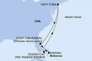 New York,Port Canaveral,Nassau,Ocean Cay,New York