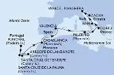 Funchal,Santa Cruz de La Palma,Arrecife de Lanzarote,Santa Cruz de Tenerife,Casablanca,Valencia,Palermo,Corfu,Bari,Zadar,Venice-Marghera