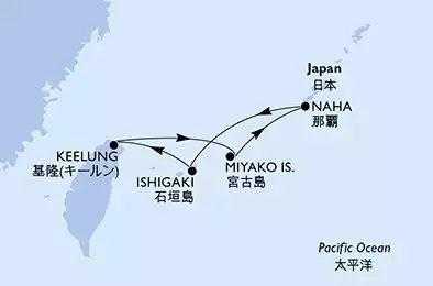 MSC BELLISSIMA - itinerár  4 nocí odchod z Naha,Japan dňa 14/12/2024 - Naha,Ishigaki,Keelung,Miyako Is.,Naha