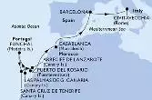 Las Palmas de G.Canaria,Funchal,Santa Cruz de Tenerife,Arrecife de Lanzarote,Puerto del Rosario,Casablanca,Barcelona,Civitavecchia