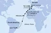 Santos,Mindelo,Las Palmas de G.Canaria,Tangier,Barcelona