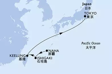 MSC BELLISSIMA - itinerár  5 nocí odchod z Naha (Okinawa) Japan dňa 19/01/2026 - Japan,Taiwan (China)