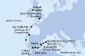 Southampton,La Coruna,Cadiz,Malaga,Alicante,Palma de Mallorca