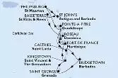 Bridgetown,Saint George,Kingstown,Fort de France,Pointe-a-Pitre,Philipsburg,St John s,Basseterre,Roseau,Fort de France,Pointe-a-Pitre,Castries,Bridgetown