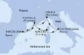 Barcelona,Marseille,Genoa,Civitavecchia,Ajaccio,Marseille,Barcelona