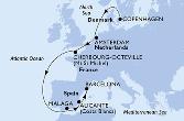 Copenhagen,Amsterdam,Cherbourg,Malaga,Alicante,Barcelona