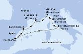 Marseille,Genoa,Livorno,Civitavecchia,Valencia,Barcelona,Marseille