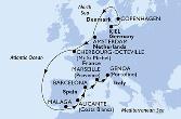 Kiel,Copenhagen,Amsterdam,Cherbourg,Malaga,Alicante,Barcelona,Marseille,Genoa