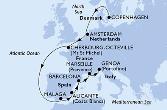 Copenhagen,Amsterdam,Cherbourg,Malaga,Alicante,Barcelona,Marseille,Genoa