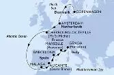 Copenhagen,Amsterdam,Cherbourg,Malaga,Alicante,Barcelona,Marseille,Genoa