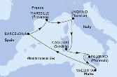 Cagliari,Palermo,Valletta,Barcelona,Marseille,Livorno,Cagliari