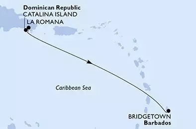 MSC OPERA - itinerár  3 nocí odchod z La Romana Dominican Republic dňa 16/11/2026 - La Romana,Catalina Island,Bridgetown