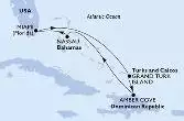 Miami,Grand Turk Island,Amber Cove,Nassau,Miami