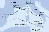 Naples,Messina,Valletta,Barcelona,Marseille,Genoa,Naples