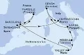 Marseille,Tarragona,Civitavecchia,Genoa,Naples,Messina,Valletta,Barcelona,Marseille