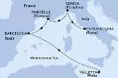 Valletta,Barcelona,Marseille,Genoa,Civitavecchia