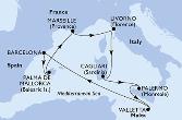 Valletta,Barcelona,Palma de Mallorca,Marseille,Livorno,Cagliari,Palermo,Valletta