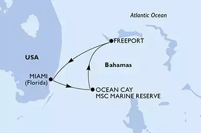 MSC MERAVIGLIA - itinerár  4 nocí odchod z Miami United States dňa 11/11/2026 - United States,Bahamas