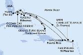 Miami,Nassau,San Juan,Philipsburg,Charlotte Amalie,Miami,Grand Turk Island,Ocean Cay,Nassau,Miami