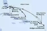 Miami,Grand Turk Island,Ocean Cay,Nassau,Miami,Philipsburg,St John s,Charlotte Amalie,Nassau,Miami