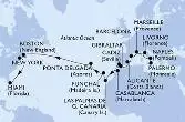 Palermo,Naples,Livorno,Marseille,Barcelona,Alicante,Gibraltar,Cadiz,Casablanca,Las Palmas de G.Canaria,Funchal,Ponta Delgada,Ponta Delgada,Boston,Boston,New York,Miami